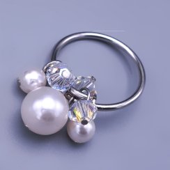 Dámský prsten z chirurgické oceli s přívěsky Swarovski LIMITED edition