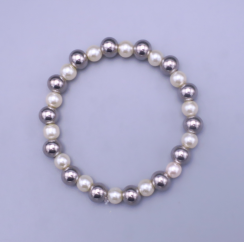 Perličkovo-oceľový náramok