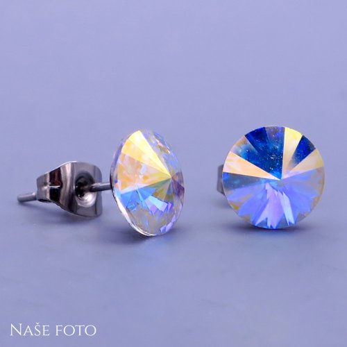 Náušnice z chirurgickej ocele Swarovski  8mm - výber farieb