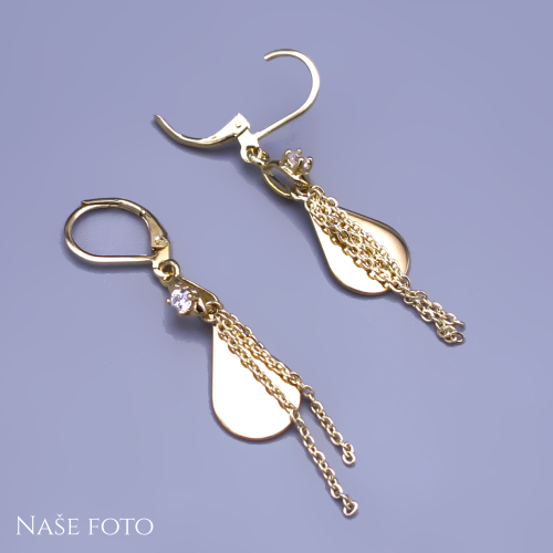 Pozlacené náušnice se slzičkami a řetízky