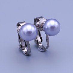 Náušnice z chirurgickej ocele klipsy Swarovski perleť 8mm Levander