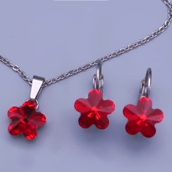 Súprava z chirurgickej ocele Swarovski červené kvietky