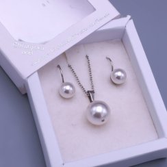 Biela perlová súprava Swarovski z chirurgickej ocele