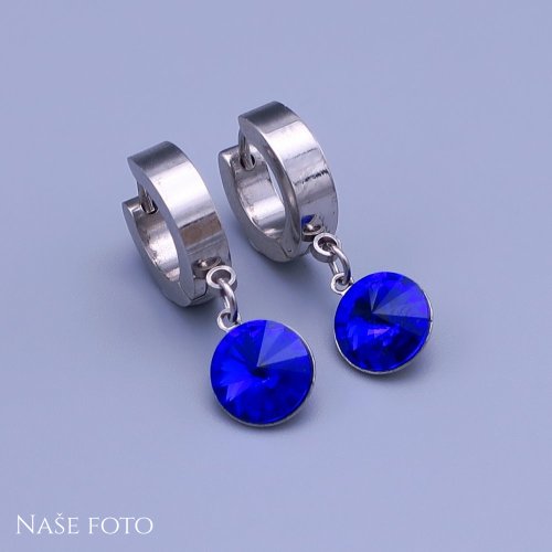 Náušnice z chirurgickej ocele Swarovski rivoli 8mm - výber farieb