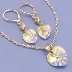 Souprava swarovski srdíčka Crystal AB(měnící)10,14mm