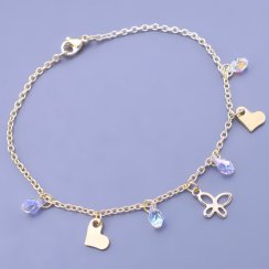 Zlacený náramek z chirurgické oceli s přívěsky Swarovski