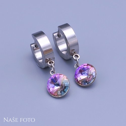 Náušnice z chirurgickej ocele Swarovski rivoli 8mm - výber farieb