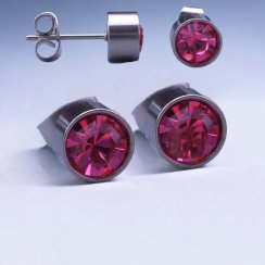 Růžové náušnice z chirurgické oceli velikost 4mm, 6mm