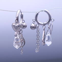 Náušnice z chirurgické oceli s přívěsky Swarovski – srdce a slza