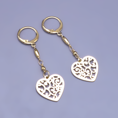Pozlacené visací náušnice Srdíčka na řetízku