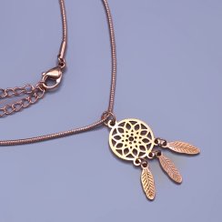 Lapač snů na řetízku z chirurgické oceli Gold rose