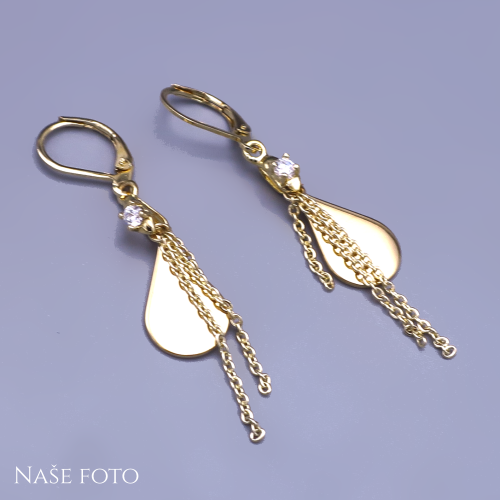 Pozlacené náušnice se slzičkami a řetízky