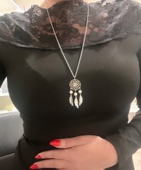 Prívesok lapač snov s perličkami Swarovski - dĺžka retiazky do 80cm