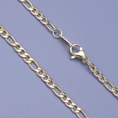 Náramek z chirurgické oceli zlacený Figaro 3mm