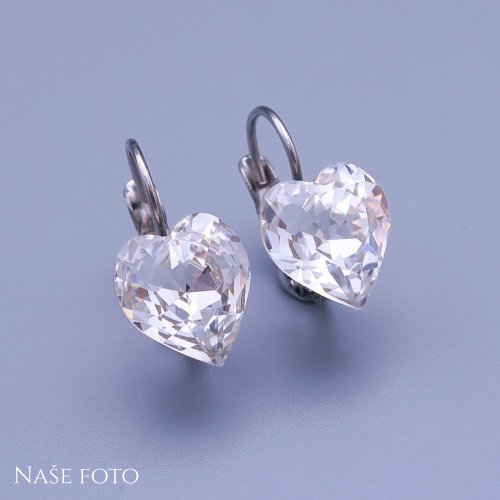 Náušnice Swarovski srdíčka 10mm Crystal