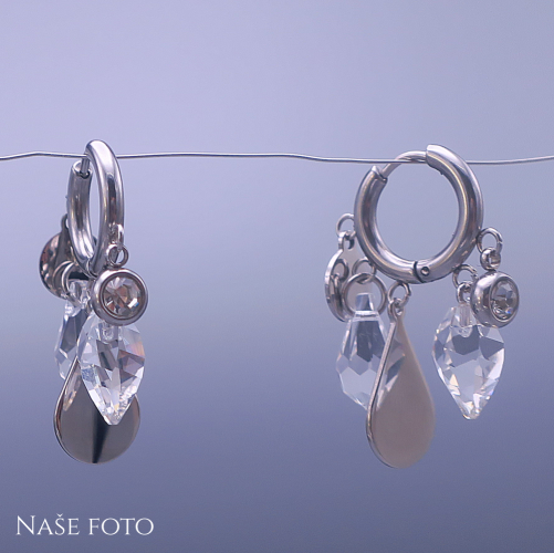Náušnice z chirurgické oceli s křišťálovými krystaly Swarovski