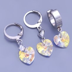 Náušnice Swarovski srdíčka 10mm Crystal AB výběr zapínání