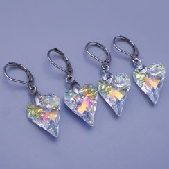Náušnice Swarovski srdíčka 18mm Crystal AB výběr zapínání