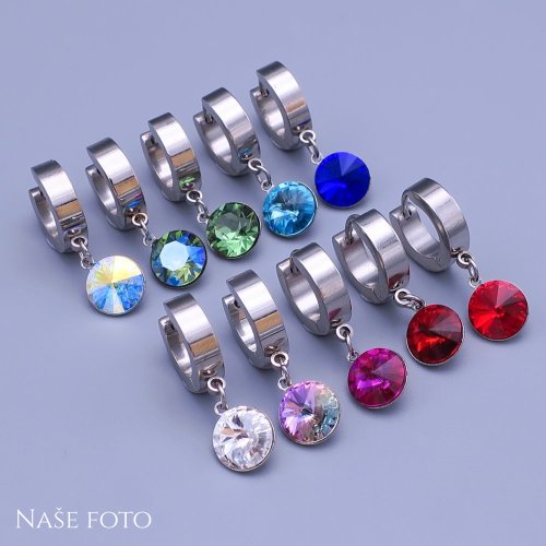 Náušnice z chirurgickej ocele Swarovski rivoli 8mm - výber farieb