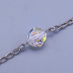 Náramek z chirurgické oceli Swarovski kuličky 10 mm Crystal AB(měnící)