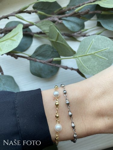 Dvojitý perličkový náramek z chirurgické oceli Swarovski elements