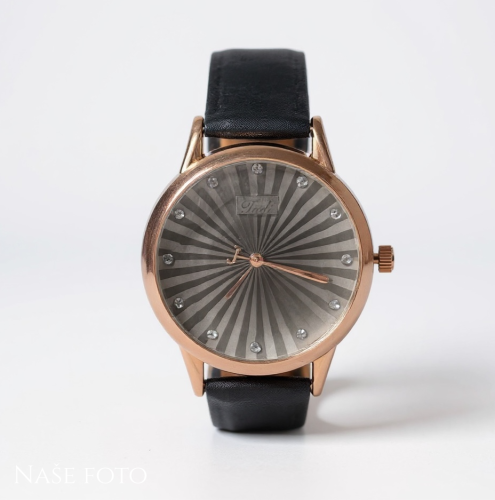 Dámské hodinky Jadi – černé s krystalky