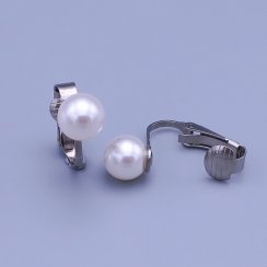 Náušnice z chirurgické oceli klipsy Swarovski perle 8mm White