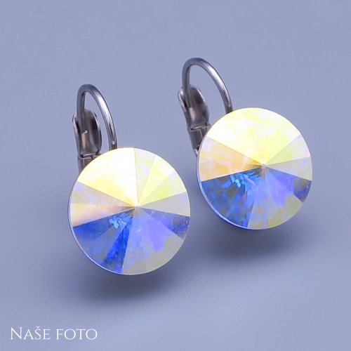 Náušnice Swarovski-rivoli 12mm výber farieb
