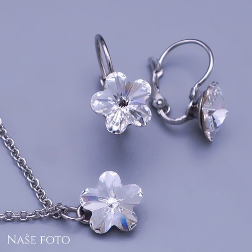 Souprava z chirurgické oceli Swarovski kytičky crystal